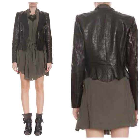 SOLD Isabel Marant Croc Embossed Leather Jacket XS - Picture 4 of 8